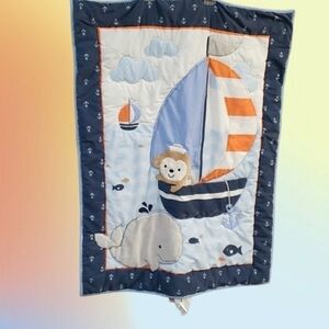 CARTERS quilted blanket boat sea animals